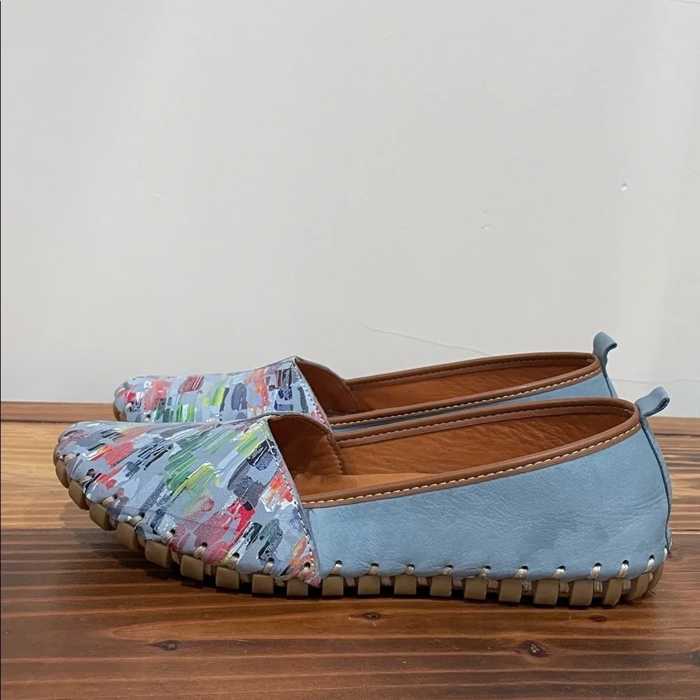 GELATO Women's Tennace Soft Leather Lightweight Shoes In Blue Size 39 (8-8.5 US)